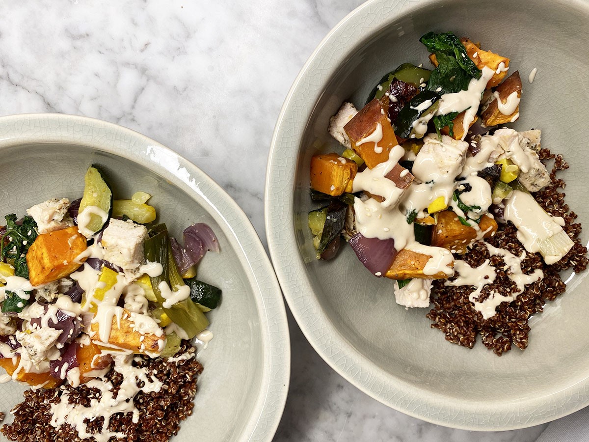 Roasted Veggie Bowl with Quinoa and Tahini Dressing The Buzz Magazines